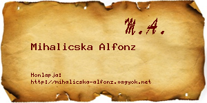 Mihalicska Alfonz névjegykártya